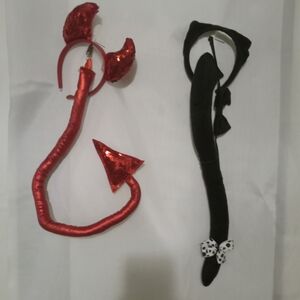 Halloween Red Devil and Black Cat Costume Accessories Lot Of 2